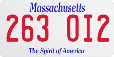 MA license plate 263OI2