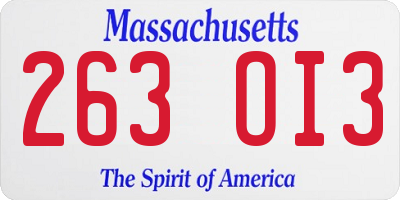MA license plate 263OI3