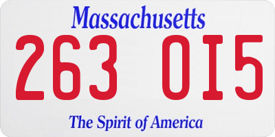 MA license plate 263OI5