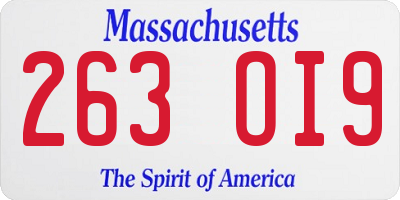 MA license plate 263OI9