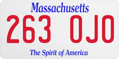 MA license plate 263OJ0