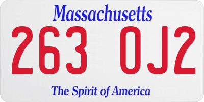 MA license plate 263OJ2