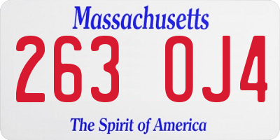 MA license plate 263OJ4