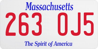 MA license plate 263OJ5