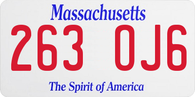 MA license plate 263OJ6