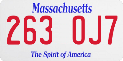 MA license plate 263OJ7
