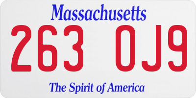 MA license plate 263OJ9