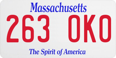 MA license plate 263OK0