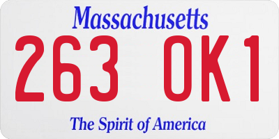 MA license plate 263OK1