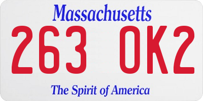 MA license plate 263OK2