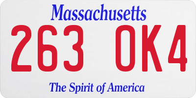 MA license plate 263OK4