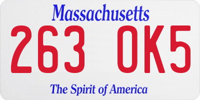 MA license plate 263OK5