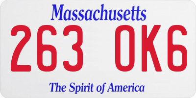 MA license plate 263OK6
