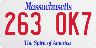 MA license plate 263OK7