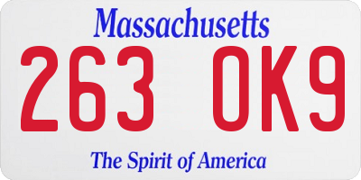 MA license plate 263OK9