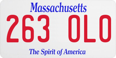 MA license plate 263OL0