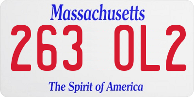 MA license plate 263OL2