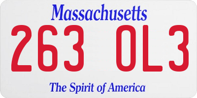 MA license plate 263OL3