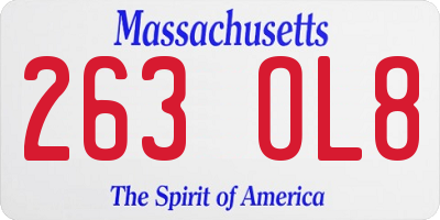 MA license plate 263OL8