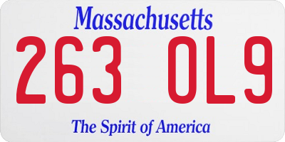 MA license plate 263OL9