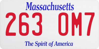MA license plate 263OM7