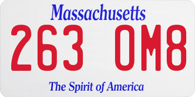 MA license plate 263OM8