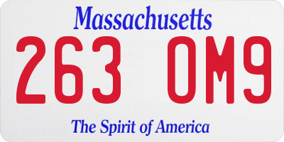 MA license plate 263OM9