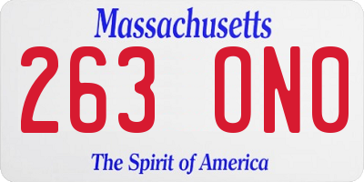 MA license plate 263ON0