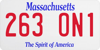 MA license plate 263ON1