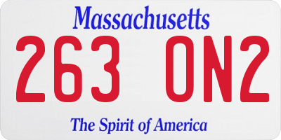 MA license plate 263ON2