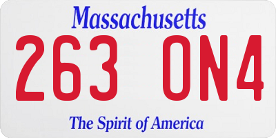 MA license plate 263ON4