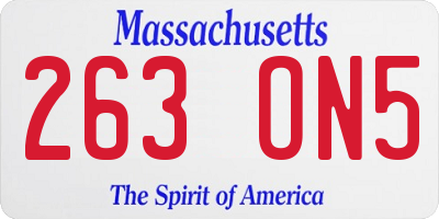 MA license plate 263ON5