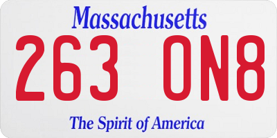 MA license plate 263ON8