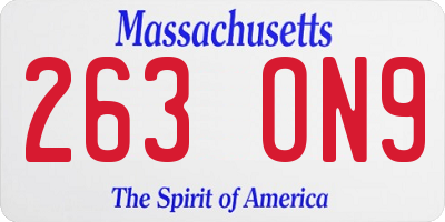 MA license plate 263ON9