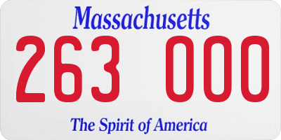 MA license plate 263OO0