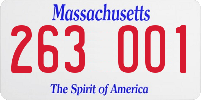 MA license plate 263OO1