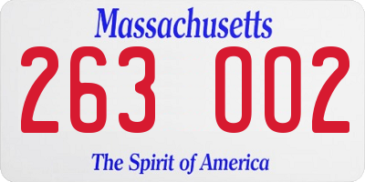 MA license plate 263OO2