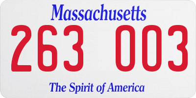 MA license plate 263OO3