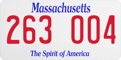MA license plate 263OO4