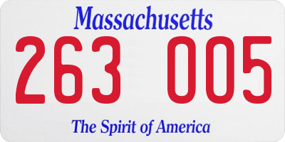MA license plate 263OO5