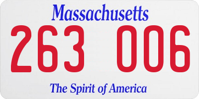 MA license plate 263OO6