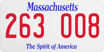 MA license plate 263OO8