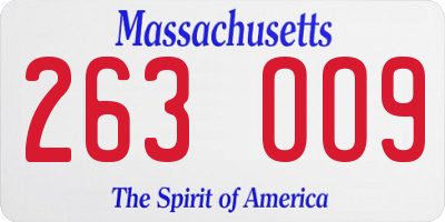 MA license plate 263OO9