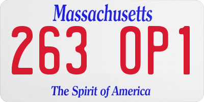 MA license plate 263OP1