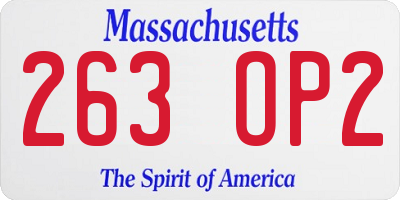 MA license plate 263OP2