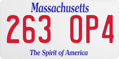 MA license plate 263OP4