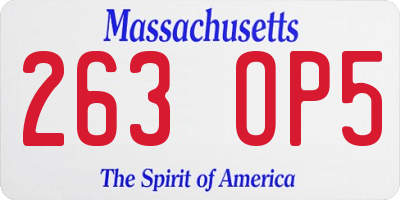 MA license plate 263OP5