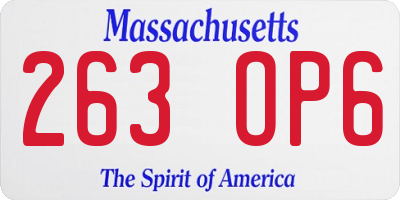 MA license plate 263OP6