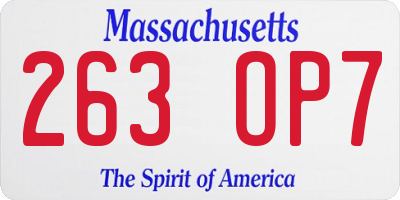 MA license plate 263OP7