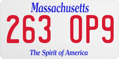 MA license plate 263OP9